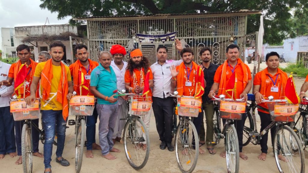 सिरोही से तनोट माता के लिए निकली साईकिल यात्रा जगजी पहुँचने पर हुआ भव्य स्वागत।