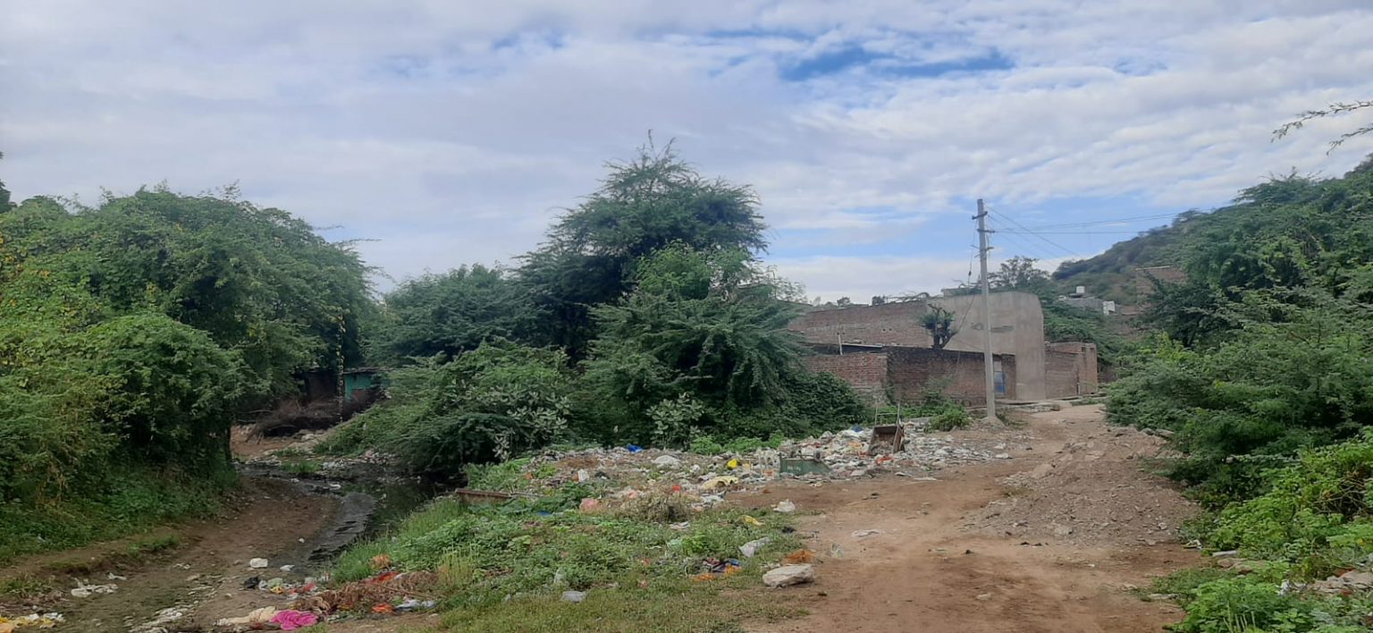 क्या बच पायेगा झोप नाले का अस्तित्व ? सड़क मार्ग पर बना डंपिंग यार्ड ।